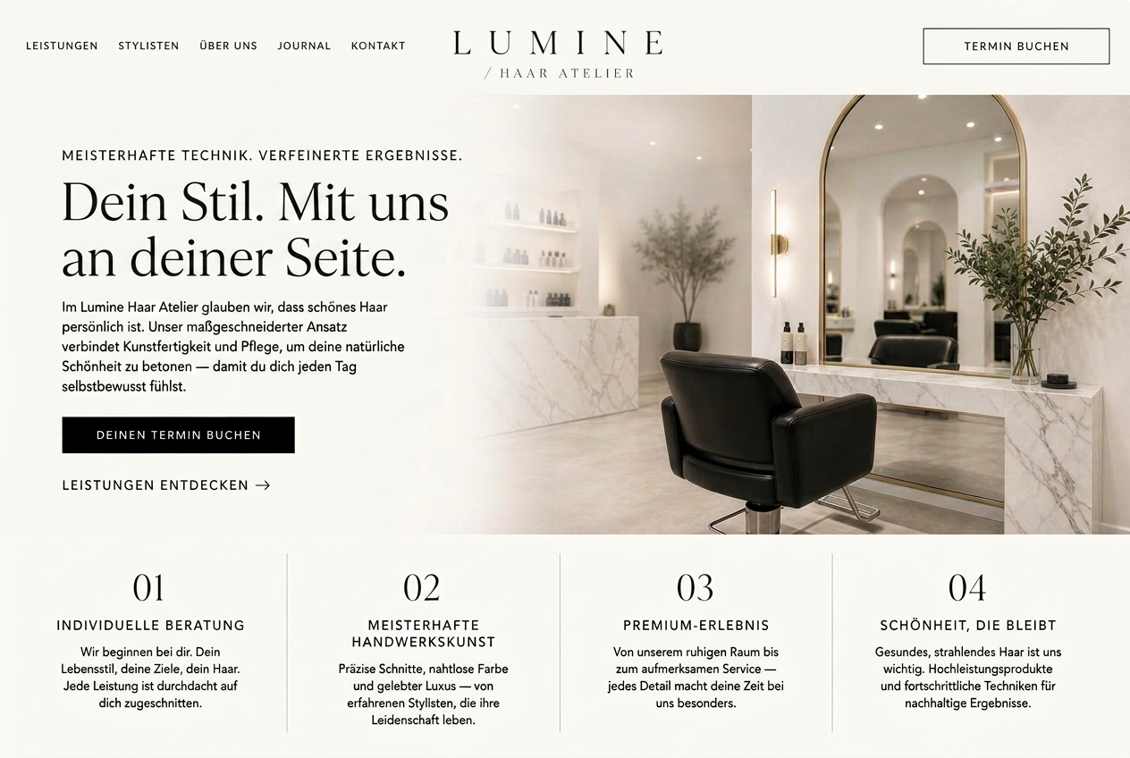 Beispiel-Design: Website für einen Premium-Friseursalon